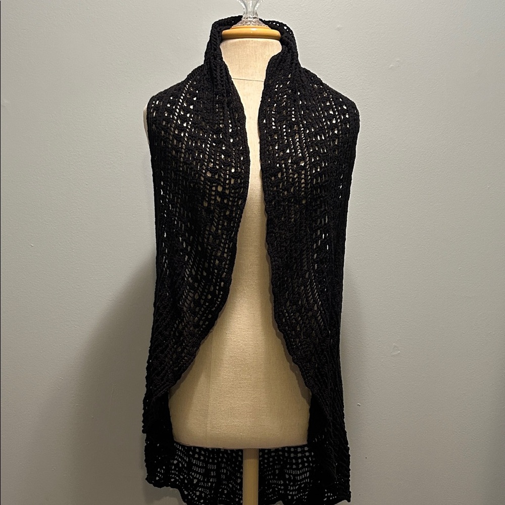 Black Open Knit Shawl